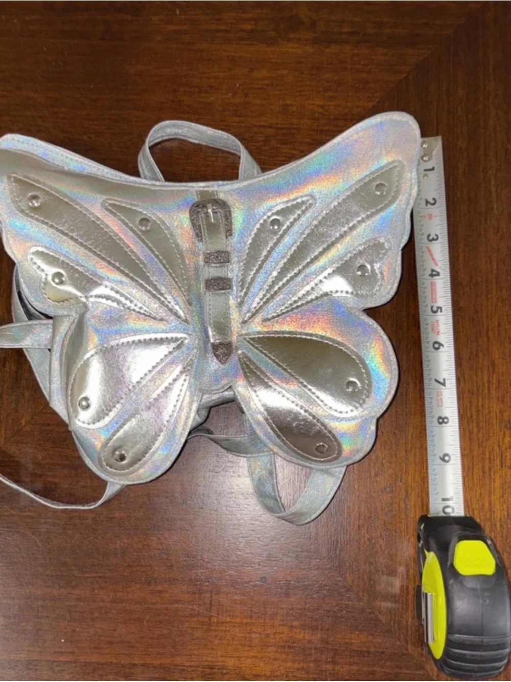 Holographic Justice Girls Butterfly Mini Backpack Purse Glitter Silver School